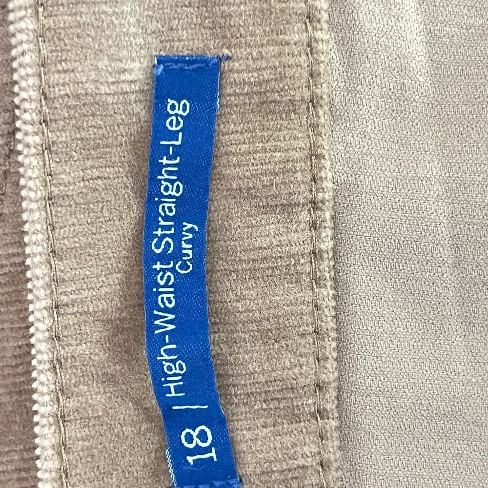 NWT Talbots Slimming Corduroy Pants‎ Camel High Waist Straight Leg 18 Preppy